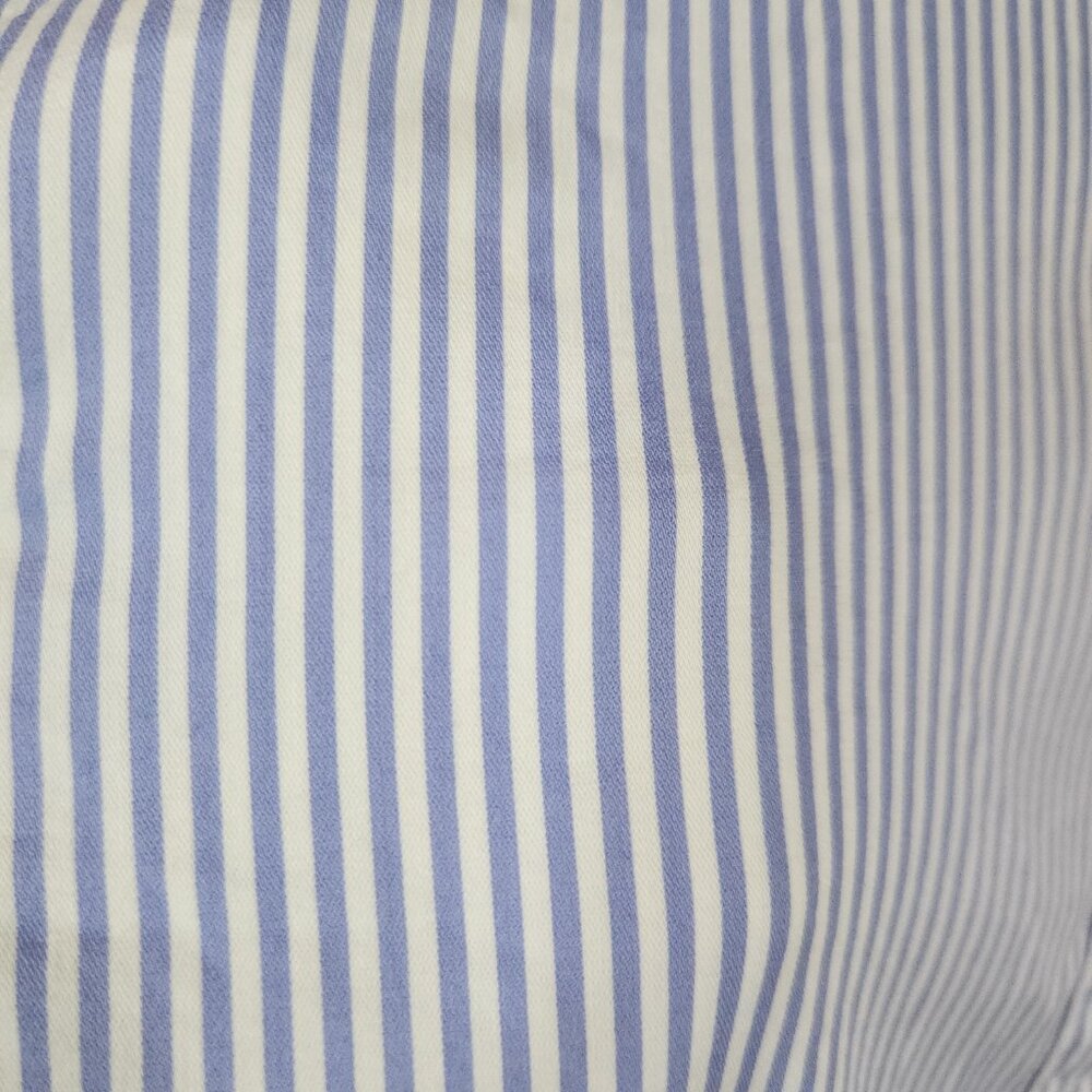 UNTUCKIT Women Blue White Pinstripe Front Tie Shirt Dress 8 Long Sleeve Button - Picture 4 of 10